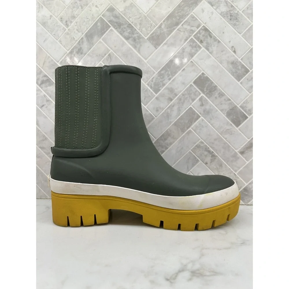 TORY BURCH Rubber Lug Sole Ankle Rain Boots Women's Size‎ 6 Green 12708-121